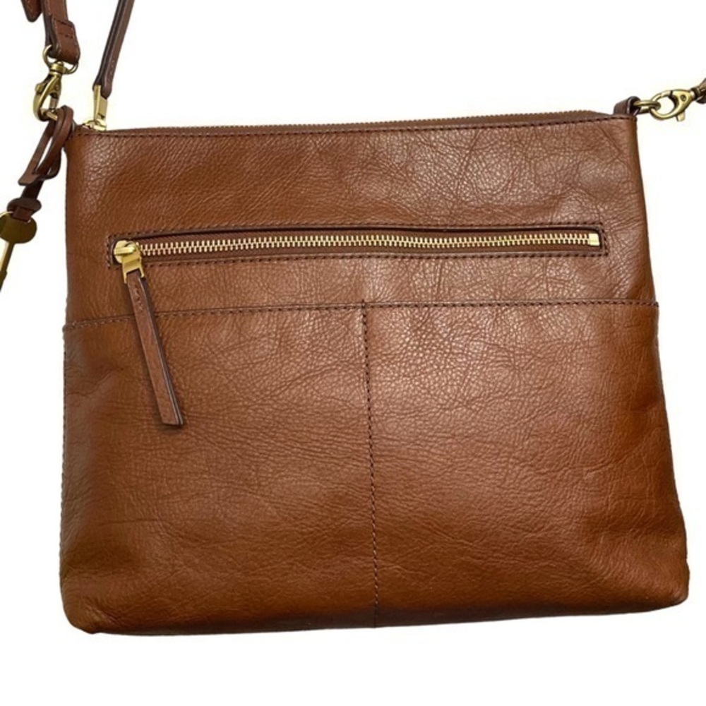 Fossil brown leather crossbody bag